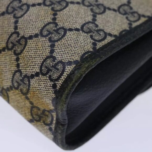 GUCCI GG Supreme Sherry Line Clutch Bag PVC Navy Red 89 01 030 Auth - Picture 9 of 13